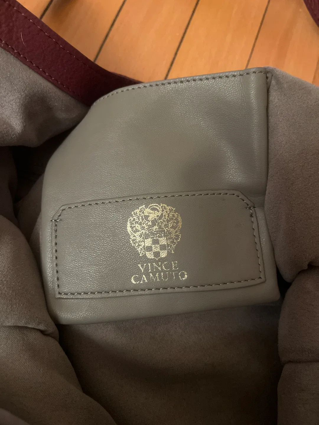 Vince Camuto Burgundy Leather Tote Bag image indicator(7)