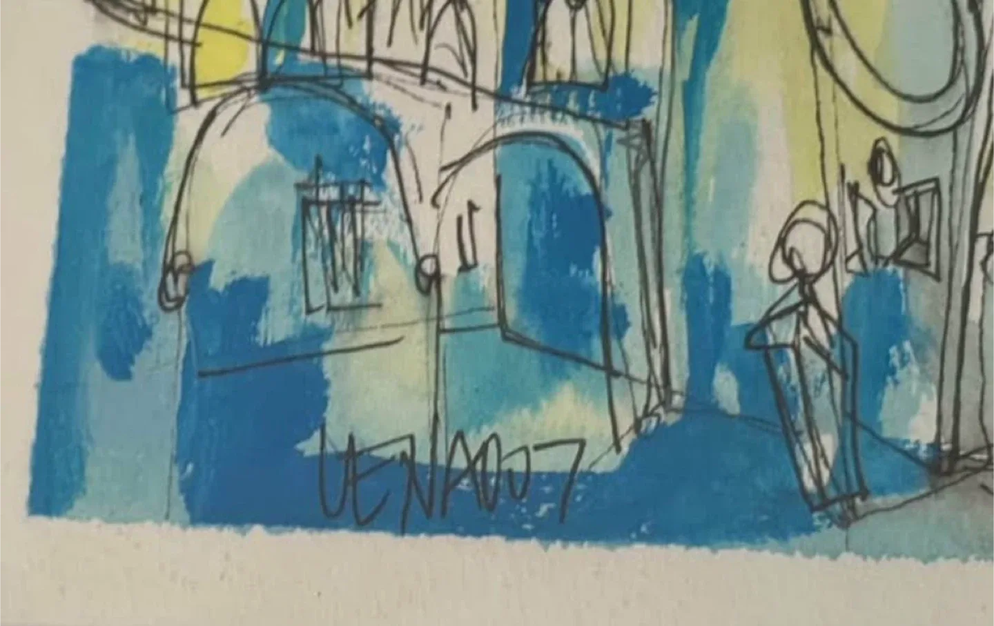 Original Art- drawing with watercolor of old town Dubrovnik image indicator(3)