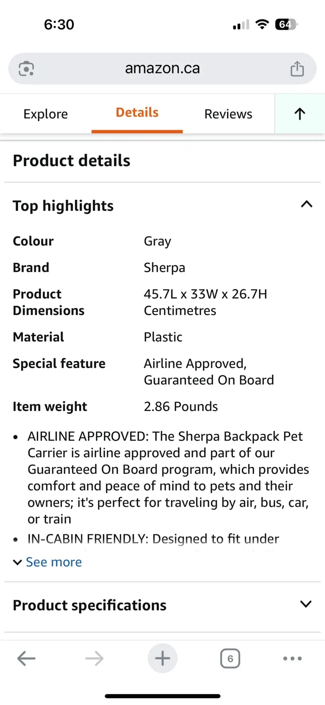 Sherpa 2-in-1 Pet Carrier Backpack - Gray image indicator(6)