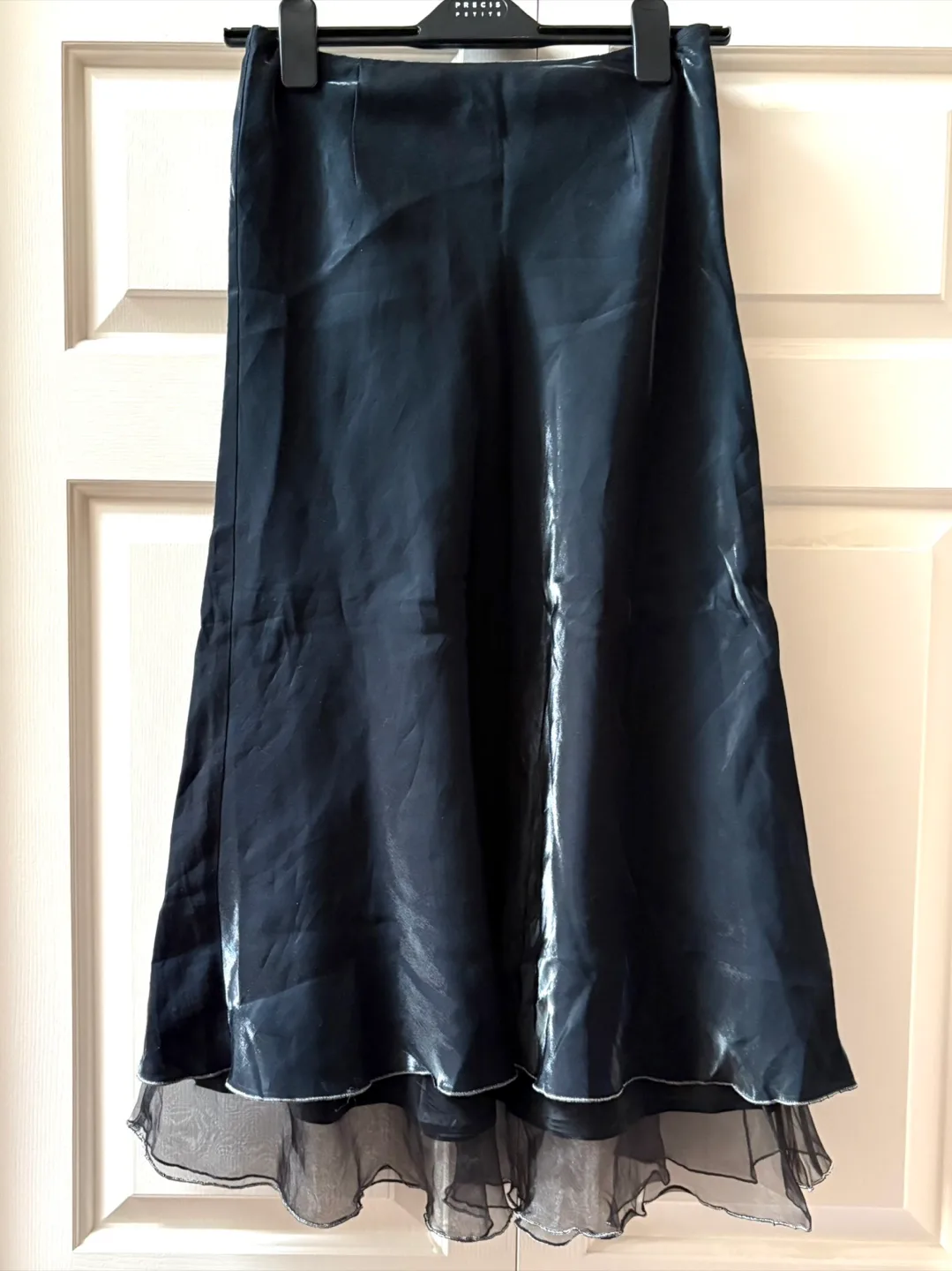 Satin Black Skirt - Size S