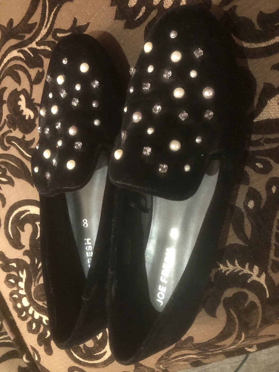 Joe Fresh Black Velvet Loafers - Size 8 image indicator(2)