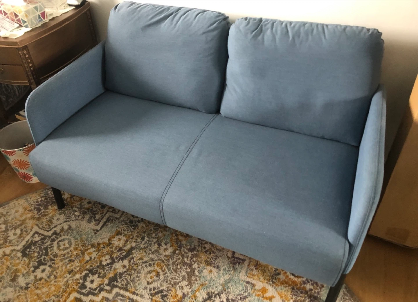 Light Blue Loveseat Sofa - photo 3