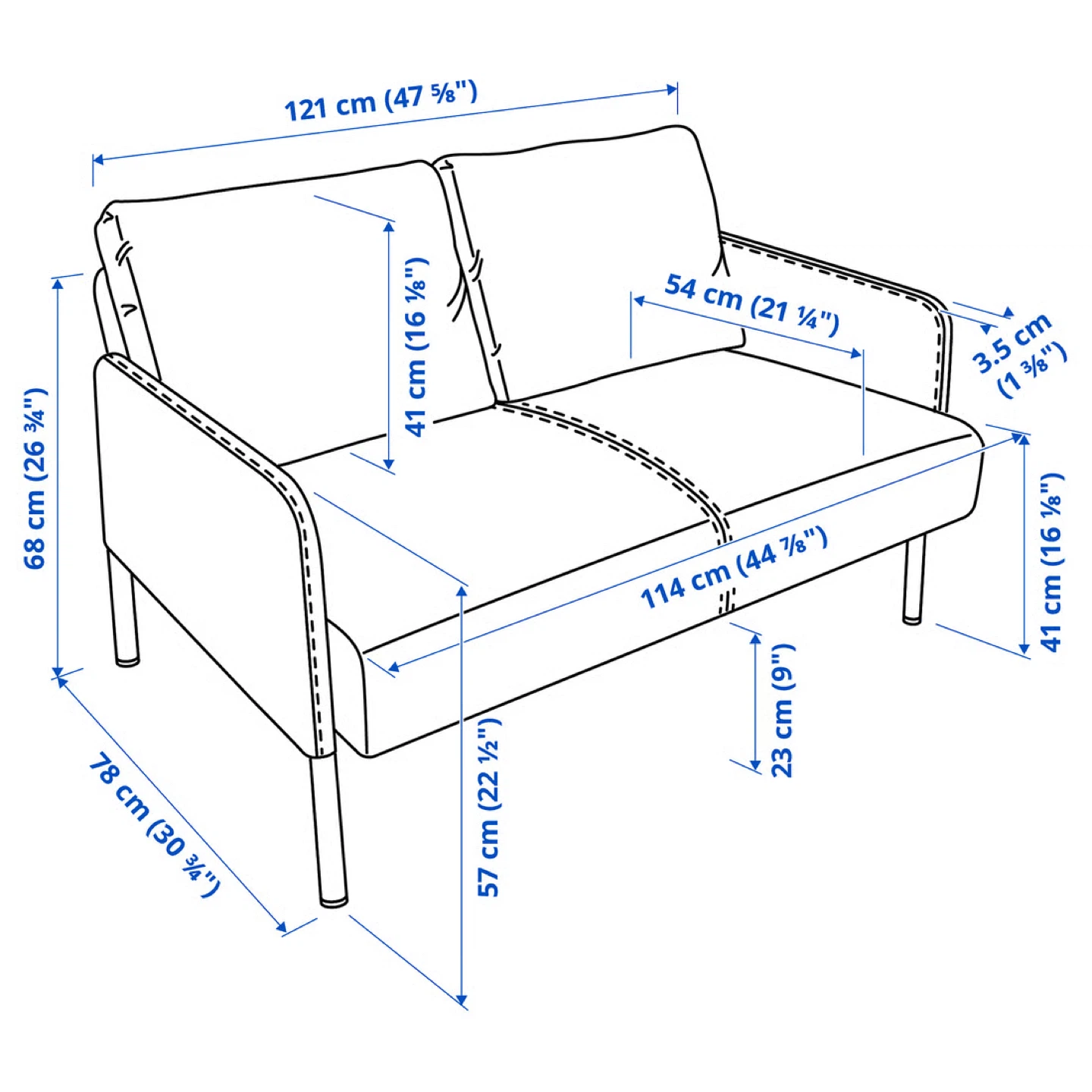 Light Blue Loveseat Sofa - photo 4