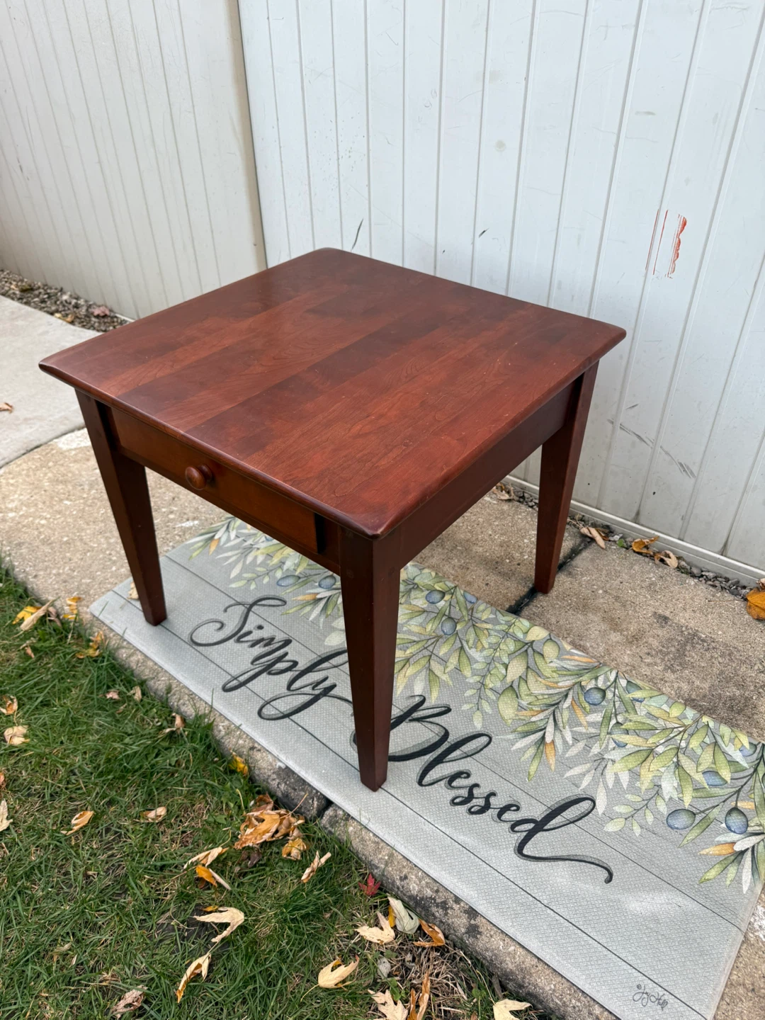 Wooden Side Table with Drawer - Brown - photo 3