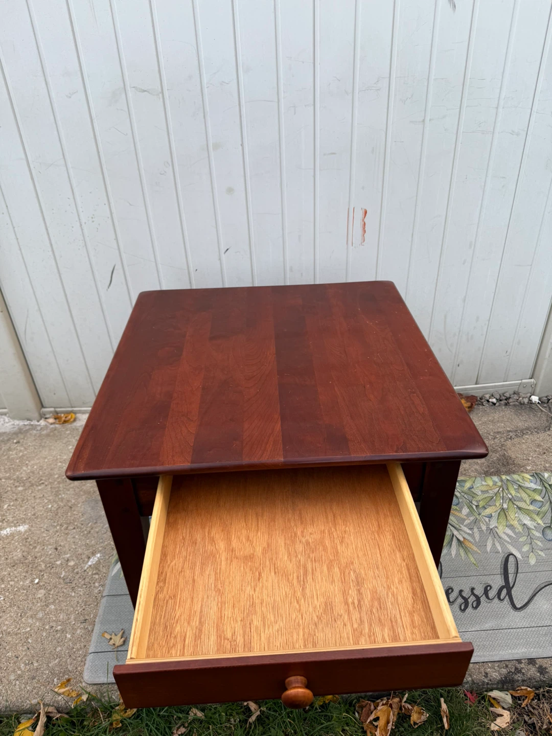 Wooden Side Table with Drawer - Brown - photo 5