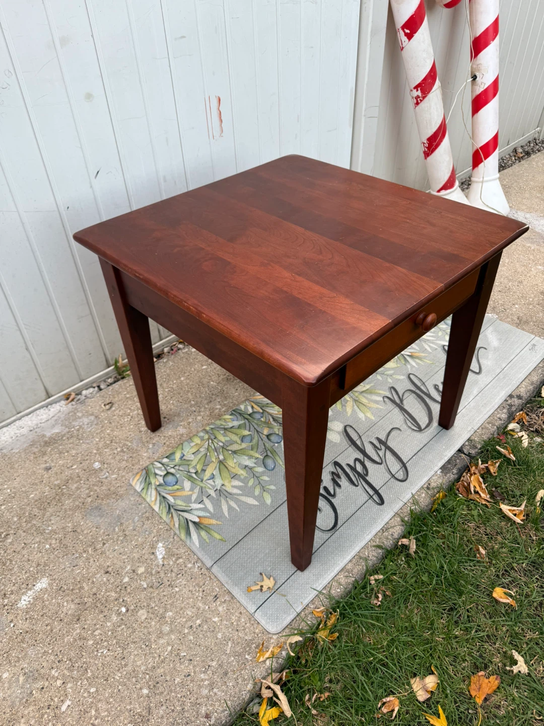 Wooden Side Table with Drawer - Brown - photo 2