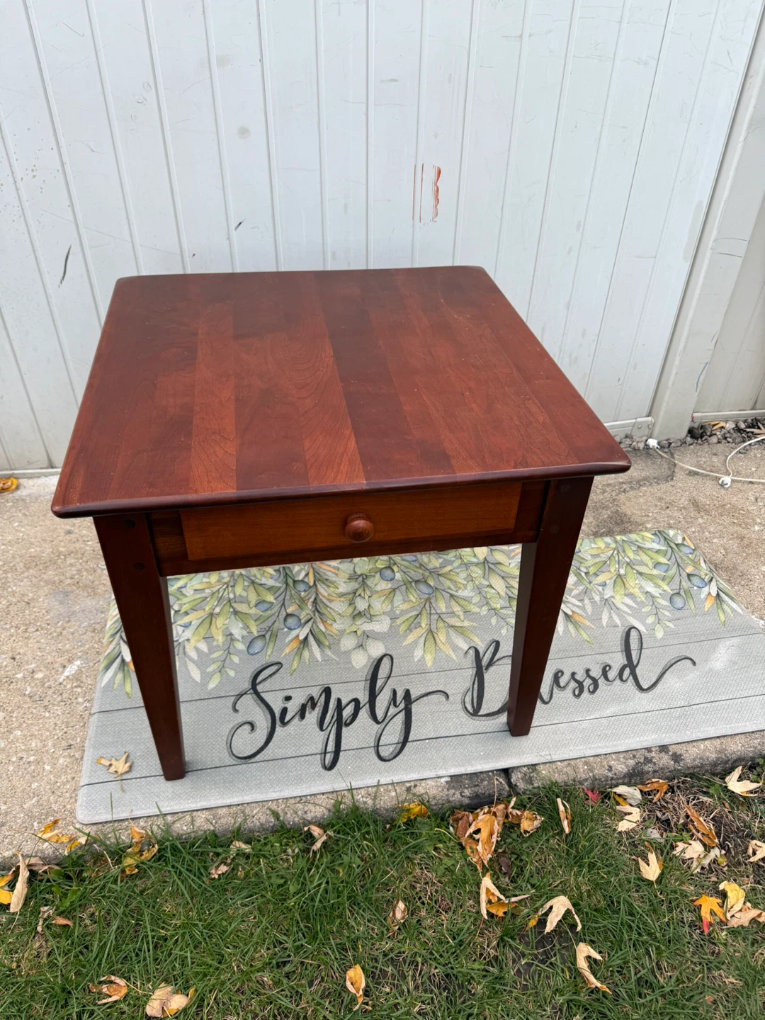 Wooden Side Table with Drawer - Brown