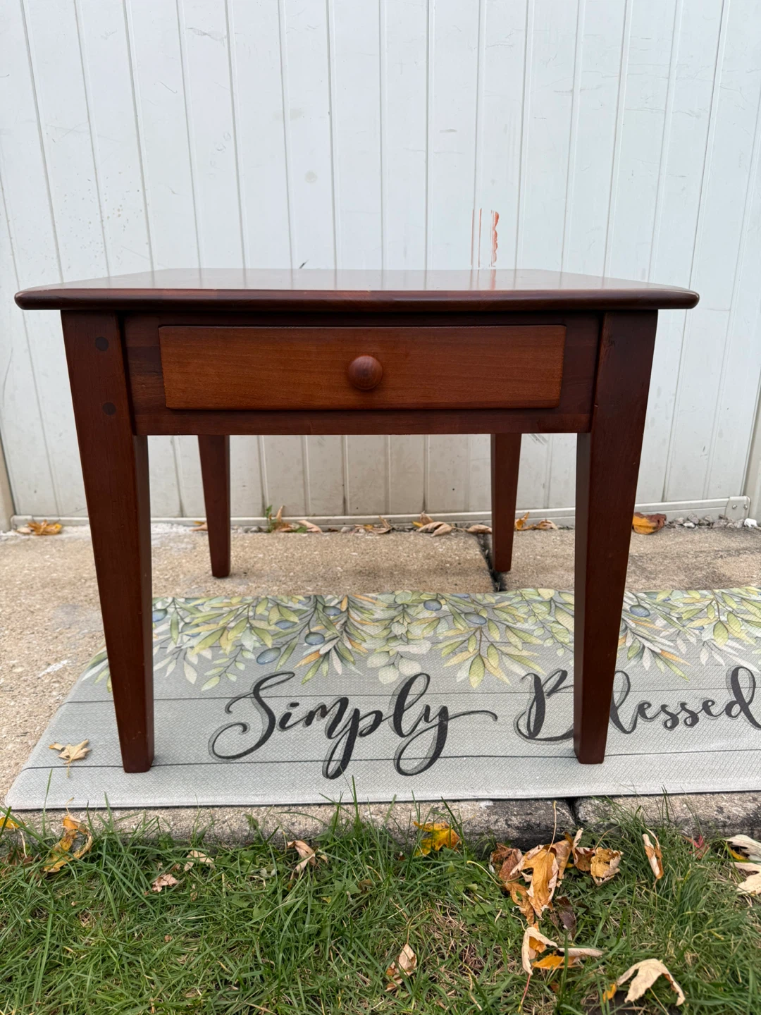 Wooden Side Table with Drawer - Brown - photo 4
