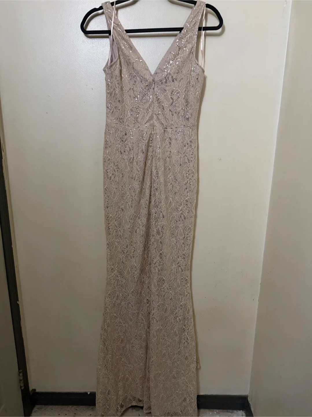 Lulus Champagne Sequin Lace Gown image indicator(3)