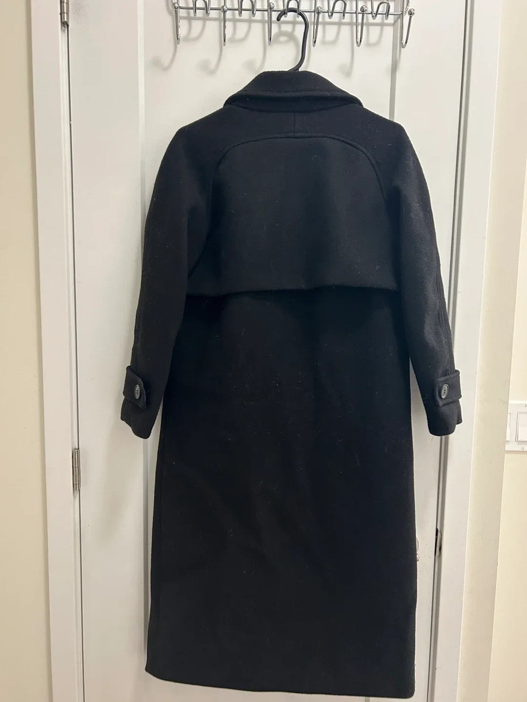 Korean Style Black Wool Blend Long Coat image indicator(3)