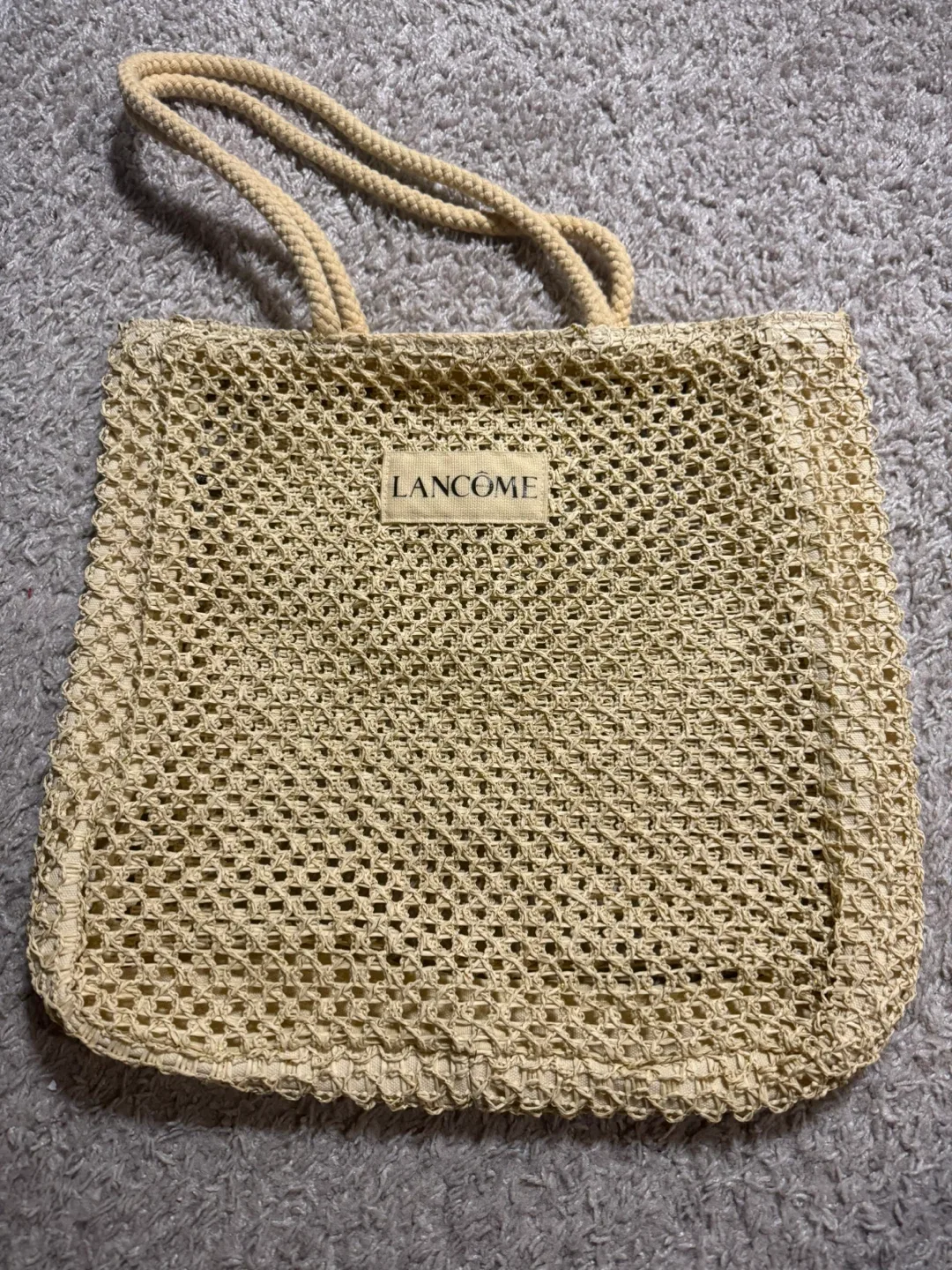 Lancôme Beige Woven Tote Bag