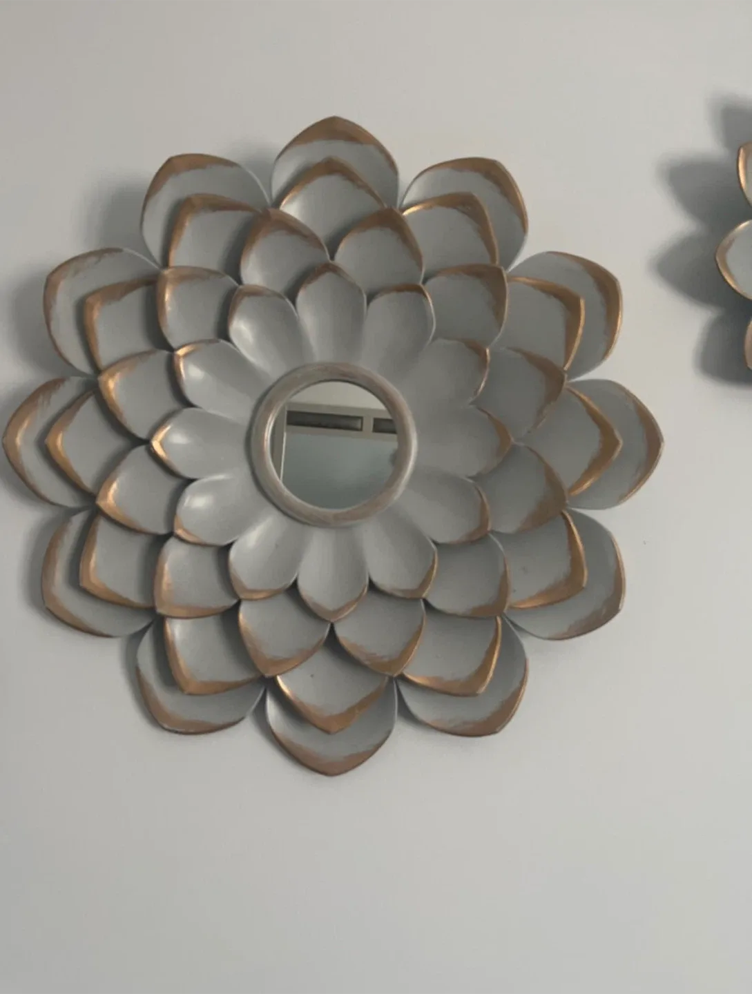 Flower Wall Mirror - Grey & Gold Accent image indicator(2)