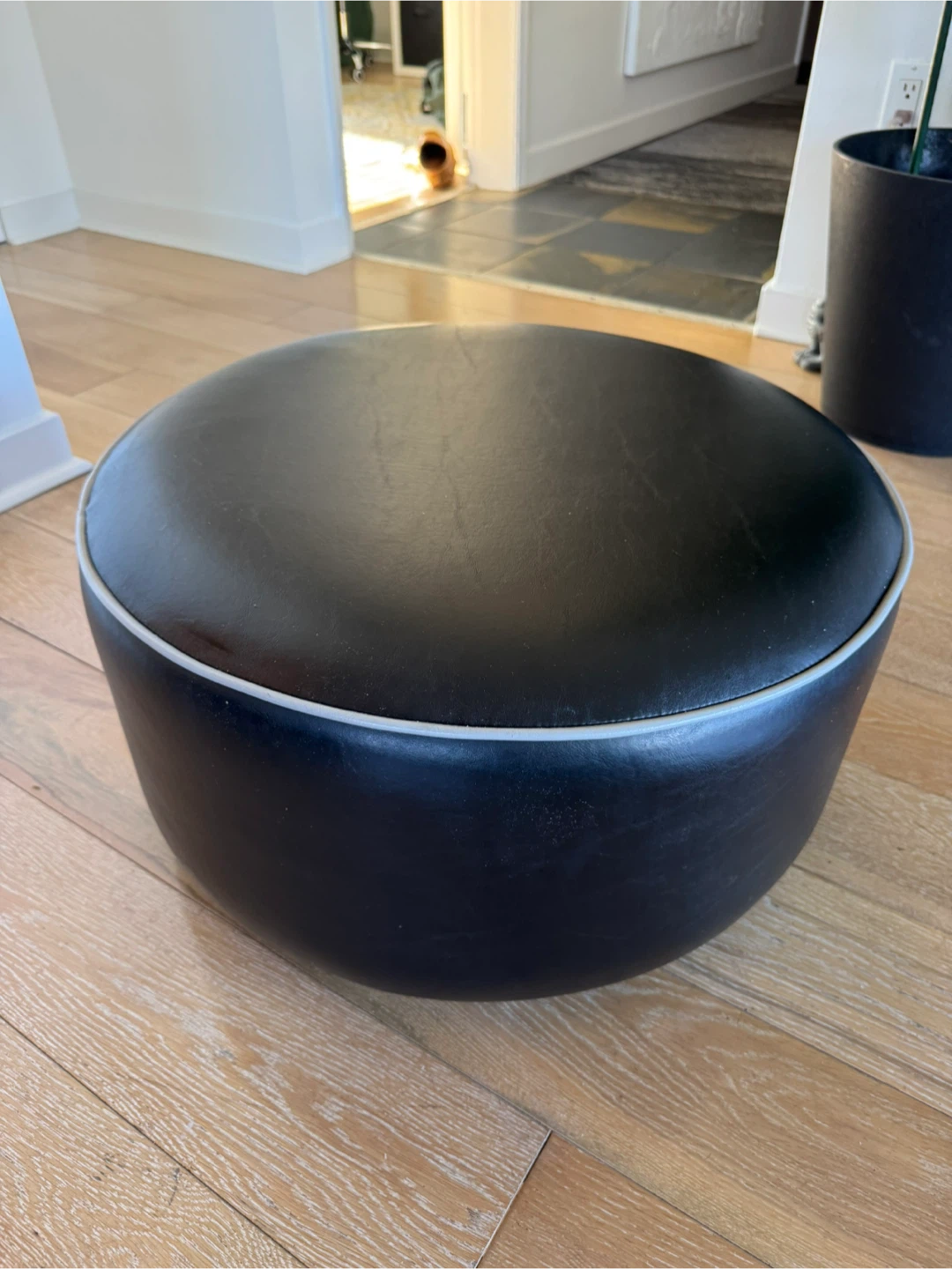 Black Round Ottoman
