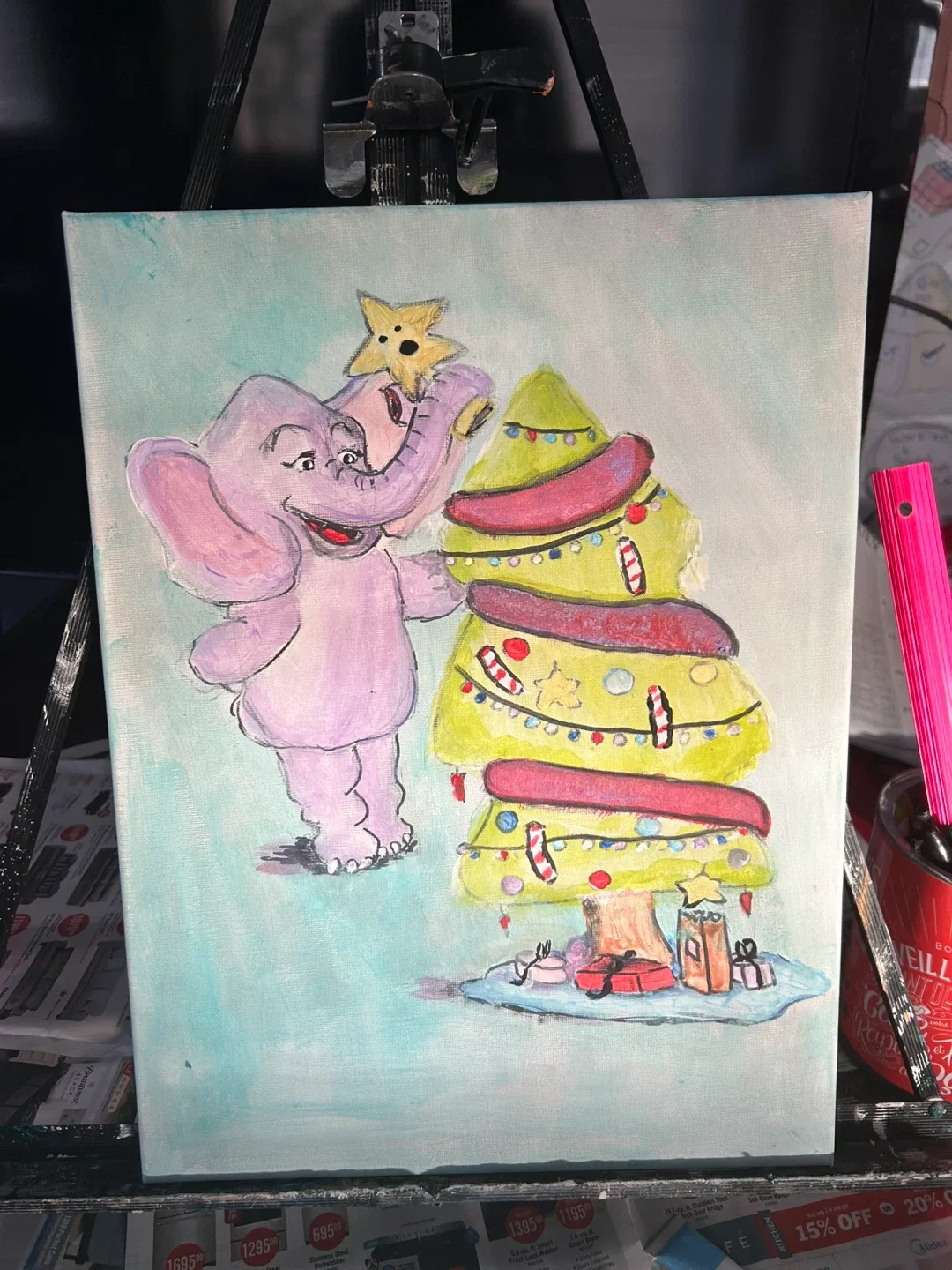 Elephant Christmas Painting image indicator(2)