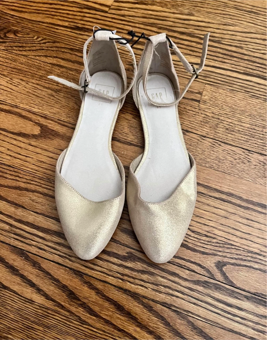 New GAP Gold Ankle Strap Flats - Size 8.5