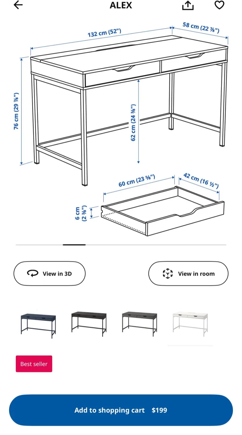 IKEA Alex Desk - White - 52" Wide image indicator(4)