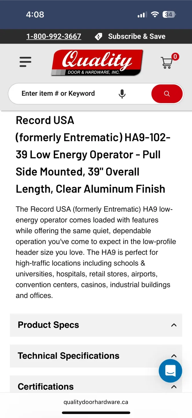Record USA HA9-102-39 Low Energy Door Operator image indicator(4)