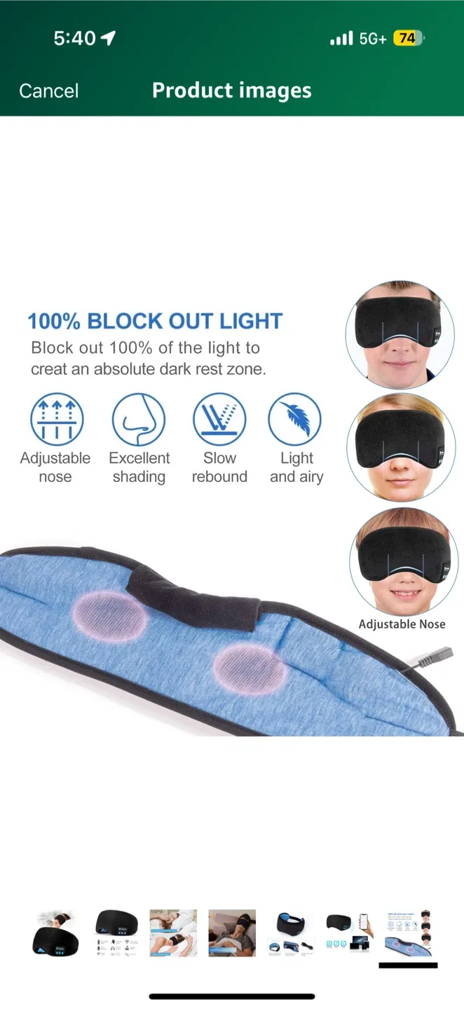 New in box! Sleep Headphone Mask for Sleep Headband Bluetooth image indicator(5)