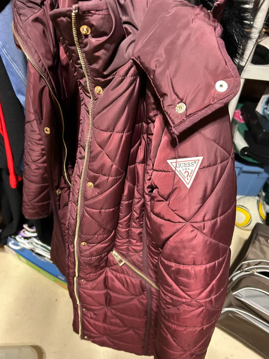 Guess Burgundy Puffer Coat image indicator(5)