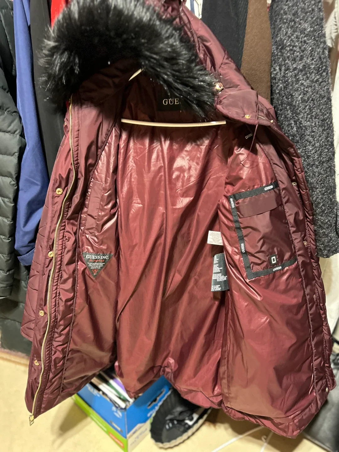 Guess Burgundy Puffer Coat image indicator(2)