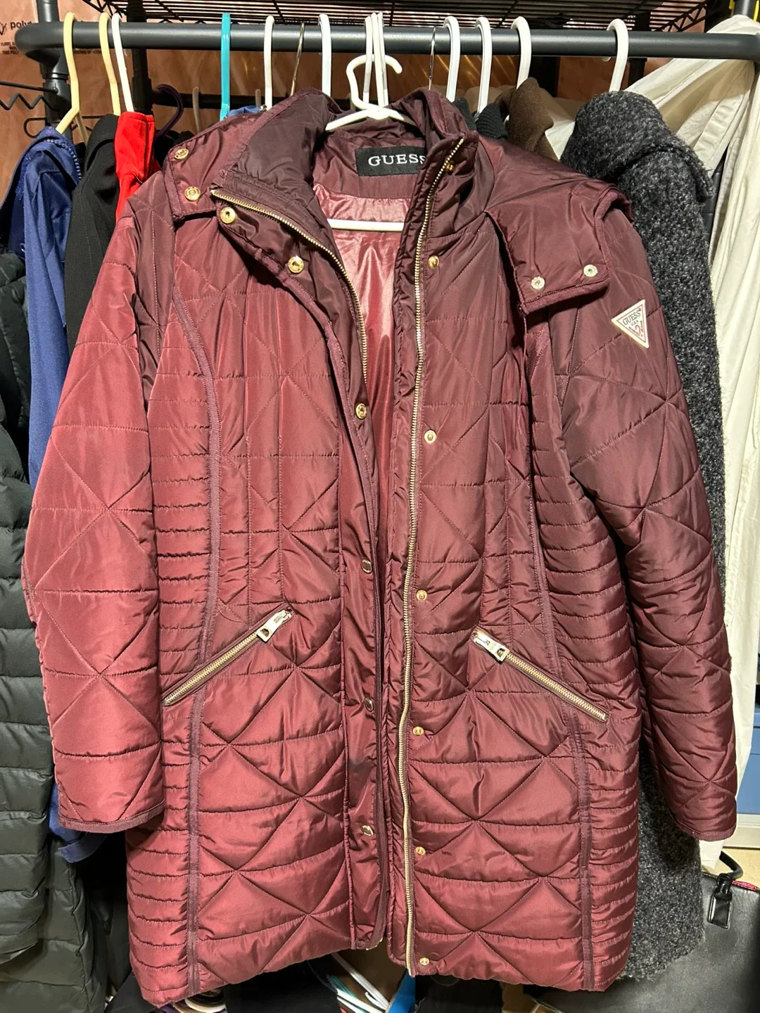 Guess Burgundy Puffer Coat image indicator(7)