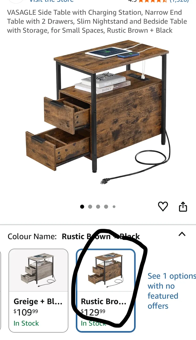 Side Table with Charging Station image indicator(2)