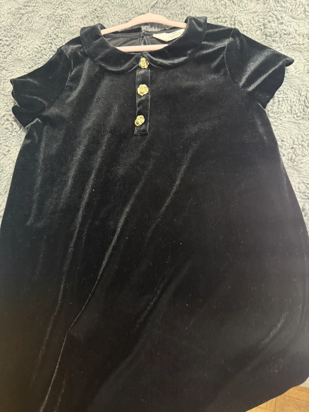 H&M Black Velvet Dress - Size 9-10Y image indicator(5)