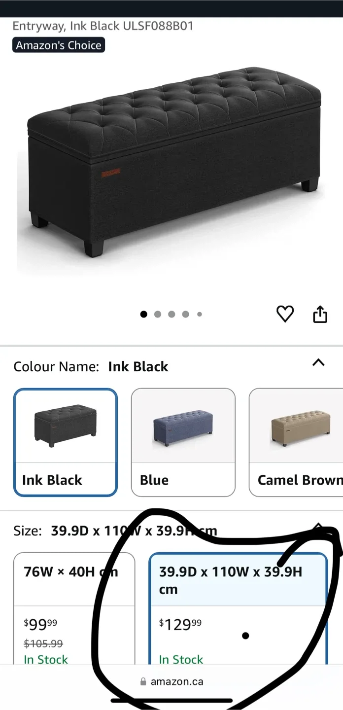 Entryway Ink Black Storage Ottoman Bench image indicator(2)