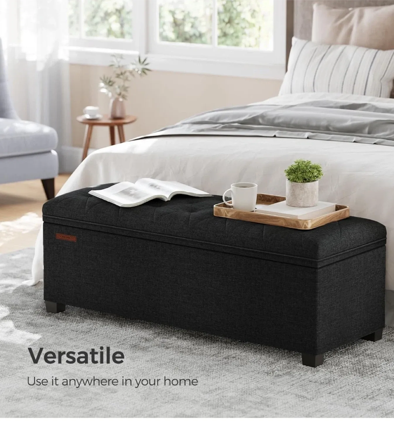 Entryway Ink Black Storage Ottoman Bench image indicator(10)