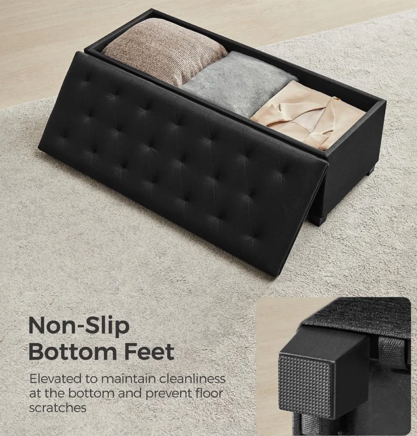 Entryway Ink Black Storage Ottoman Bench image indicator(9)
