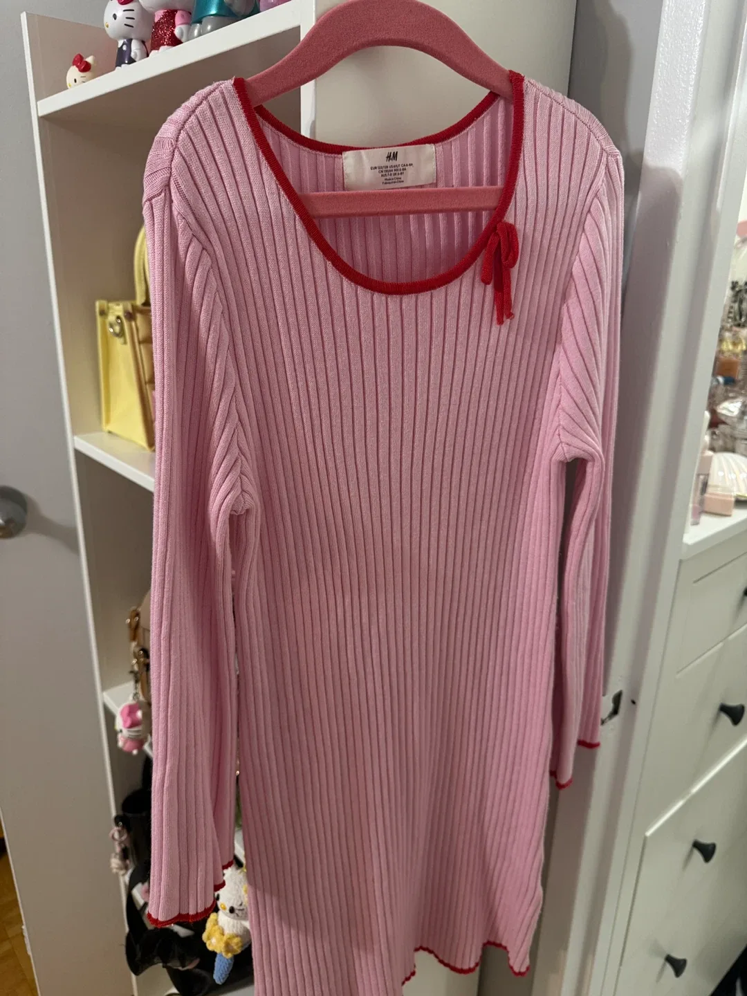 H&M Pink Ribbed Knit Dress - Size 122/128 (6-8Y) image indicator(2)