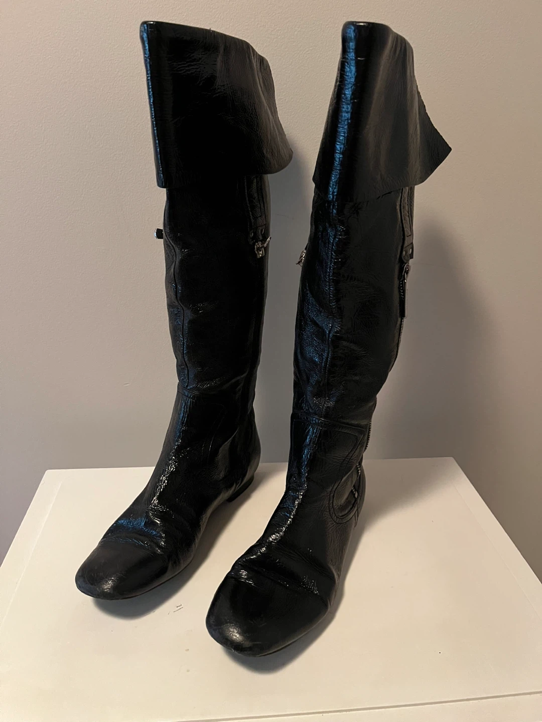 Guess Black Patent Leather Over-the-Knee Boots