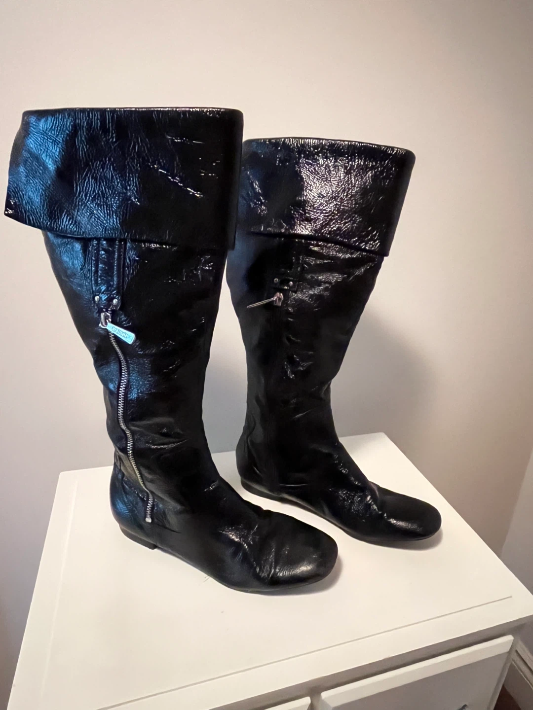 Guess Black Patent Leather Over-the-Knee Boots - photo 3
