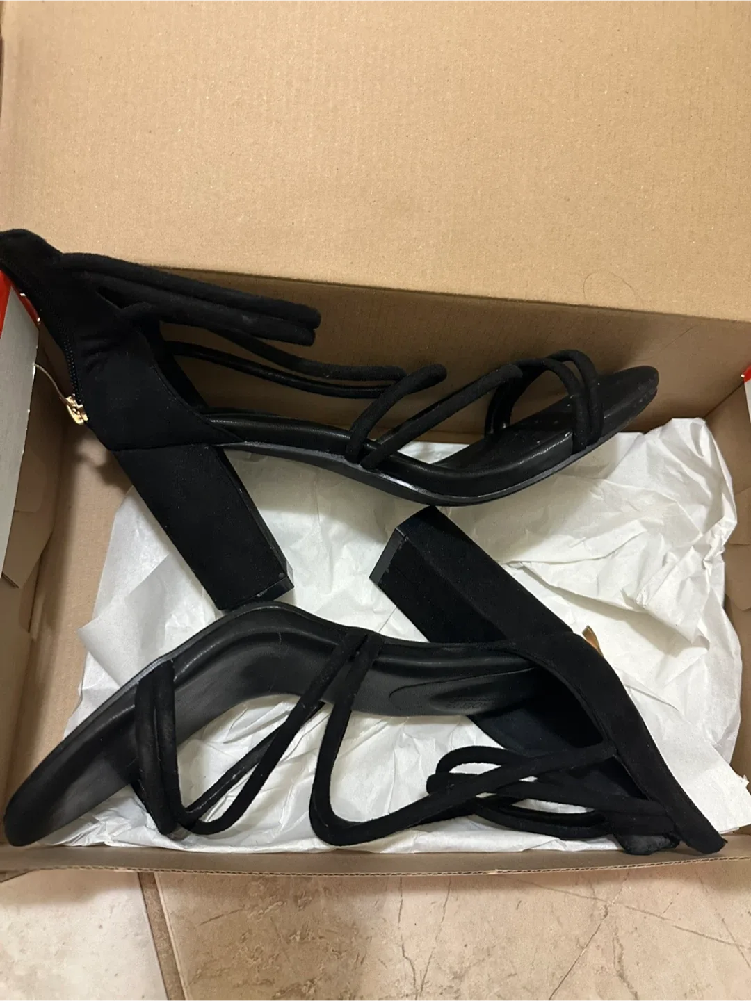 Black Strappy Heels Size 8 with Box image indicator(2)