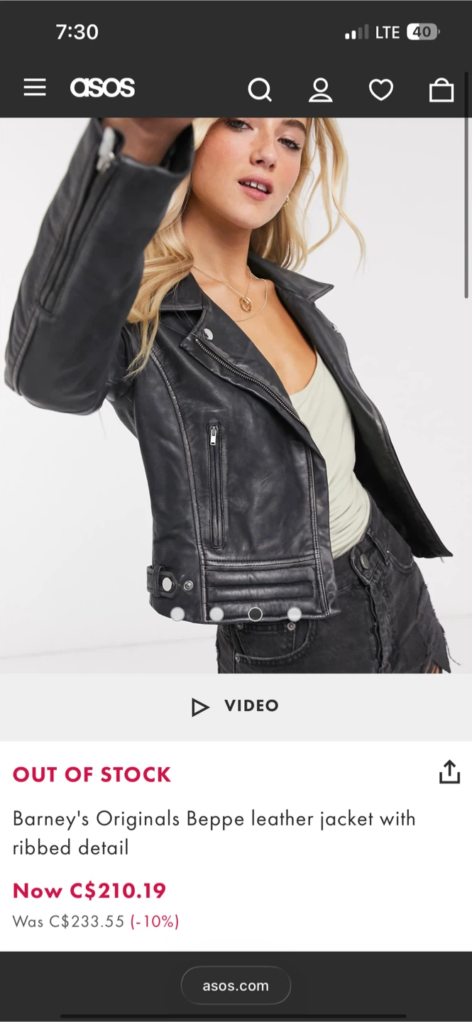 Barney's Leather Biker Jacket - Size 10 UK / 6 US - photo 4