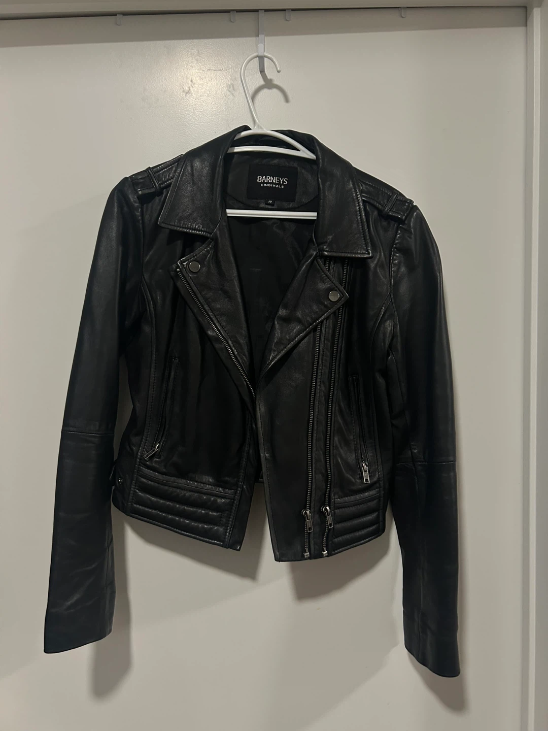 Barney's Leather Biker Jacket - Size 10 UK / 6 US
