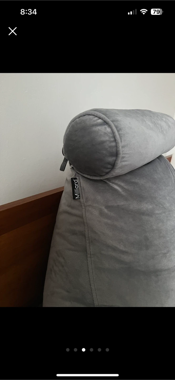 🥕Millard Grey Velvet Bed Rest Pillow - photo 3