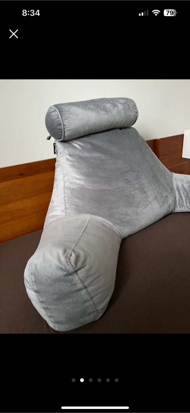 🥕Millard Grey Velvet Bed Rest Pillow - photo 2