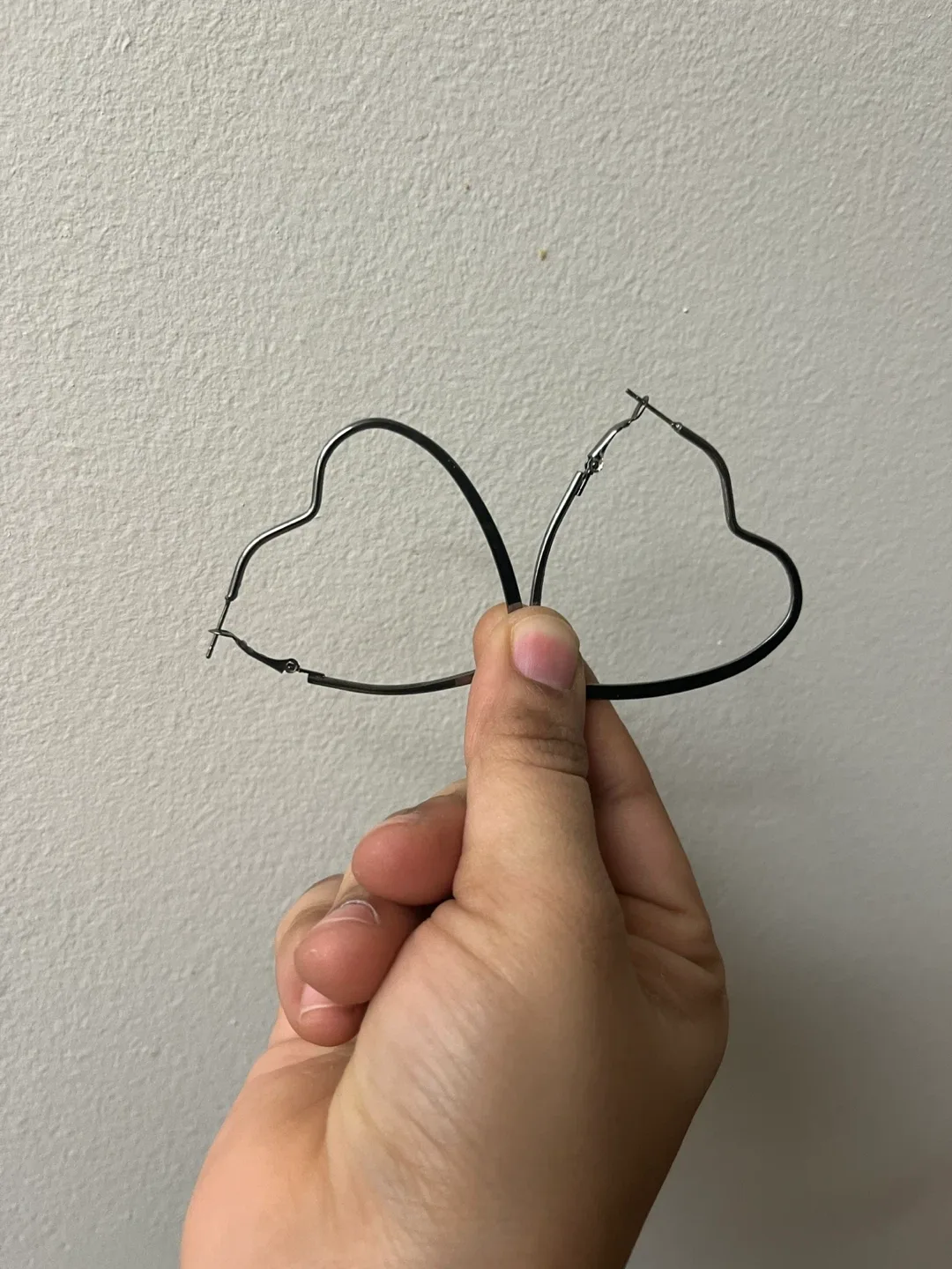 Heart Hoop Earrings - Black