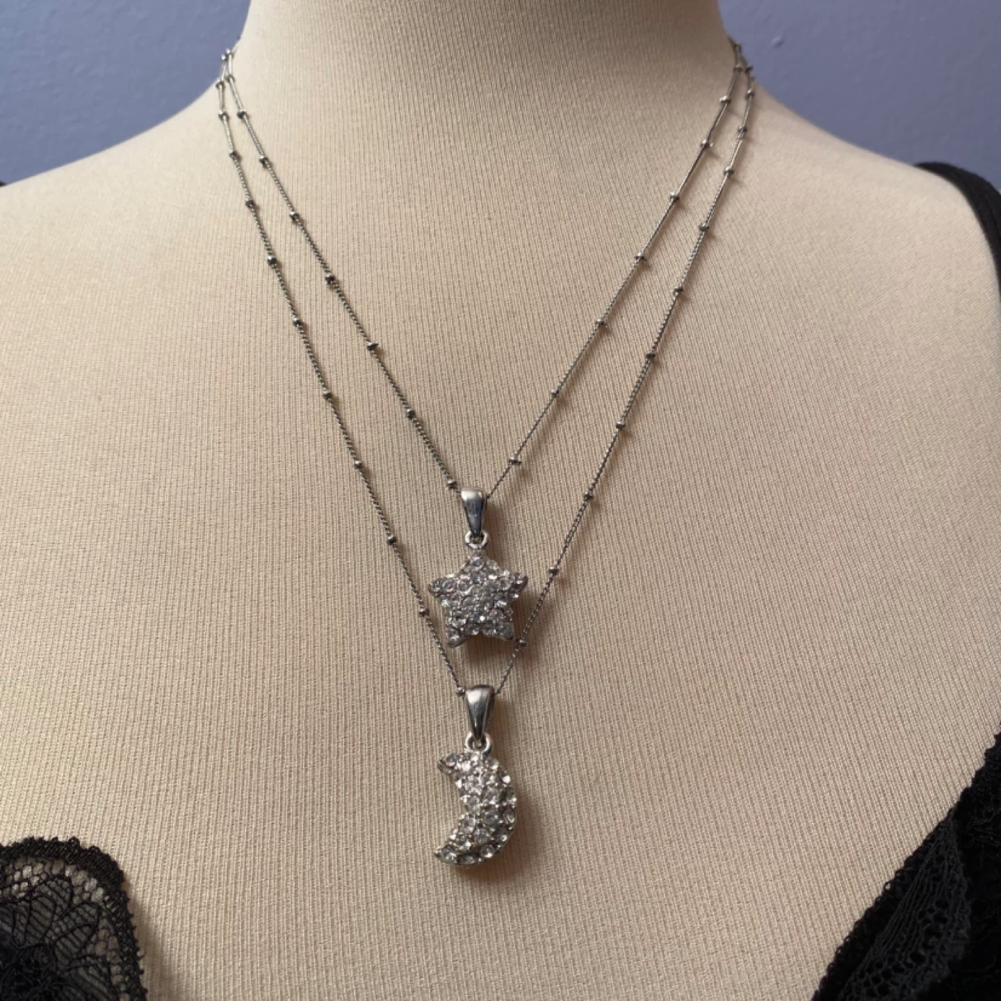 Star and Moon Layered Necklace 🥕