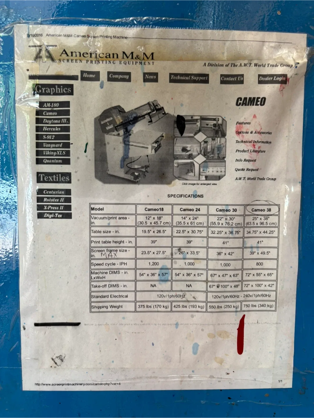 American M&M Cameo 38 Screen Printing Machine image indicator(4)