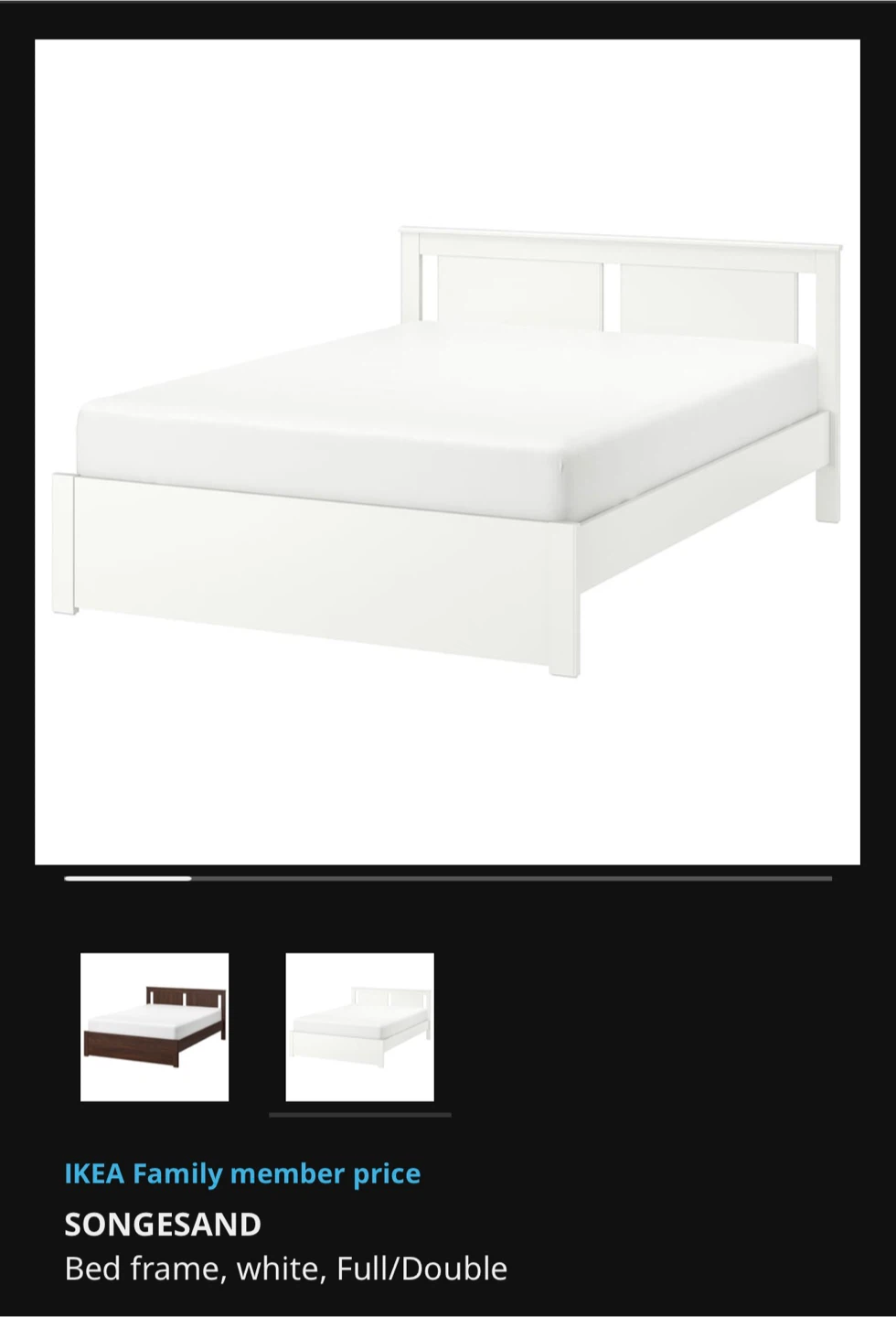 IKEA Songesand White queen Bed Frame - photo 3
