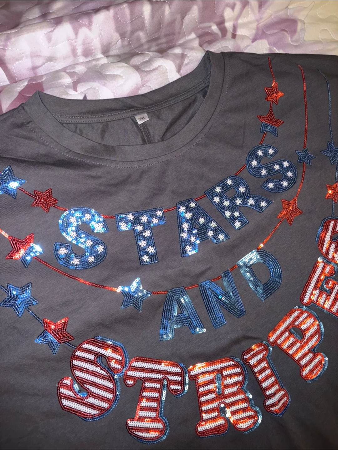 New Stars and Stripes Grey T-Shirt - Size XXL - photo 3