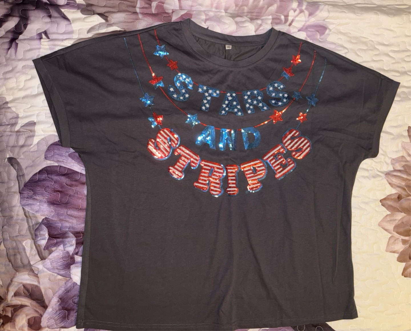 New Stars and Stripes Grey T-Shirt - Size XXL - photo 2