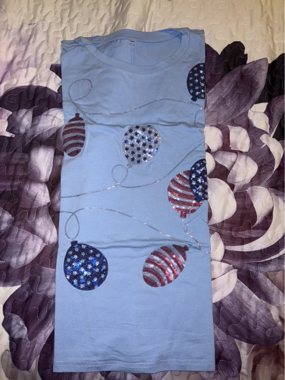 New Blue T-Shirt with Balloon sequence Design 2XL image indicator(4)