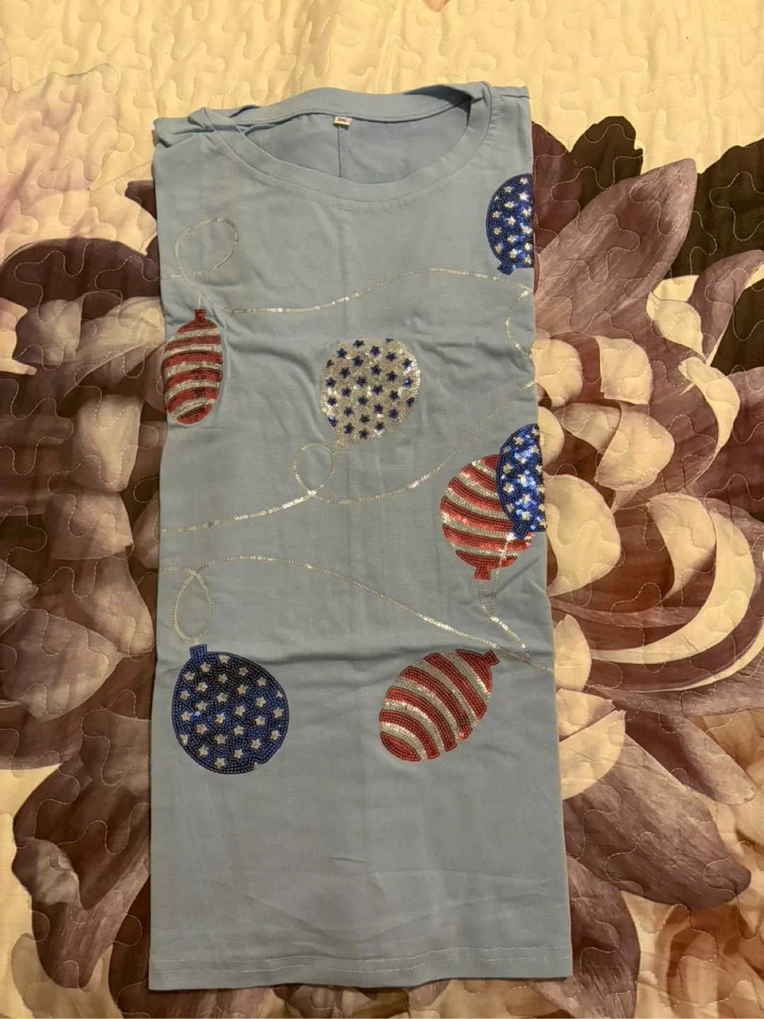 New Blue T-Shirt with Balloon sequence Design 2XL image indicator(5)