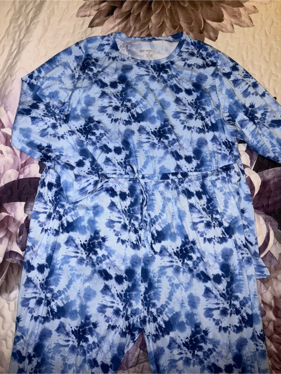 Real Essentials 2XL Blue Tie-Dye Loungewear Set thumbnail