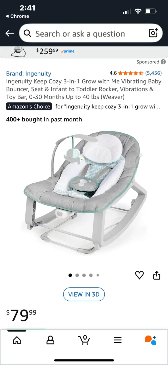 **NEW** Ingenuity Keep Cozy 3-in-1 Grow with Me Bouncer image indicator(2)