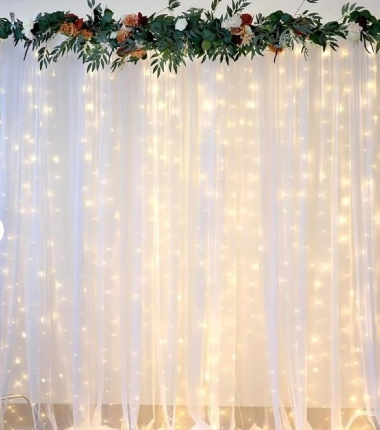 White Backdrop Curtains with Lights - 10ft Sheer Tulle - photo 2