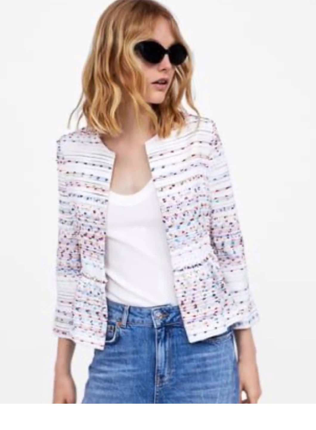Zara Basic Colorful Tweed Jacket - Size M - photo 5